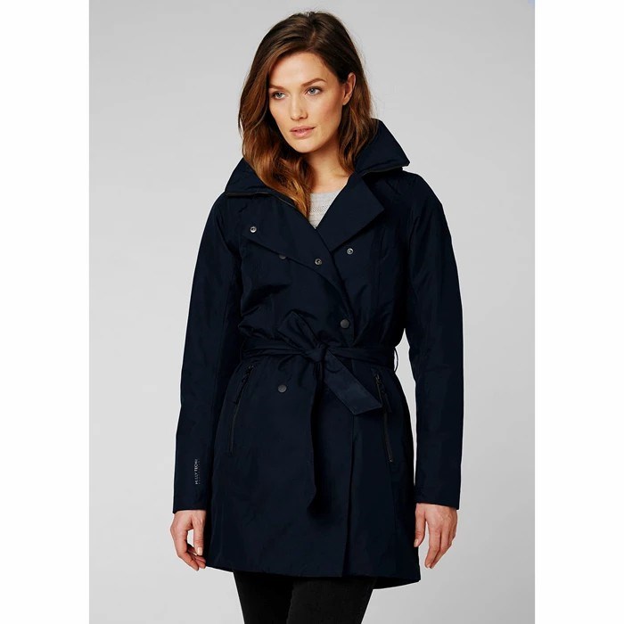 Women's Helly Hansen W Welsey Ii Trench Insulated Casual Jackets Navy | 170-PTXHWZ