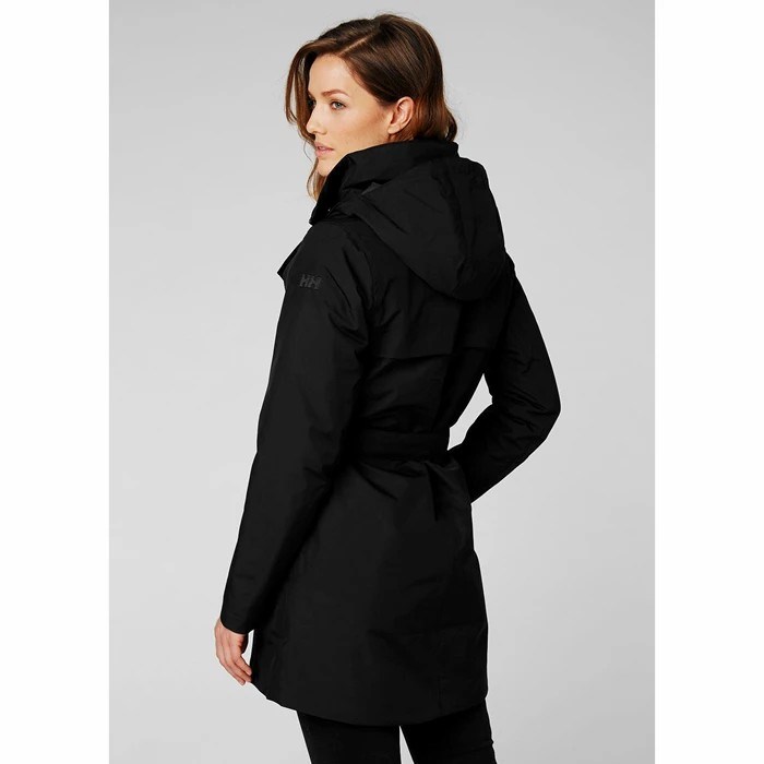 Women's Helly Hansen W Welsey Ii Trench Insulated Casual Jackets Black | 605-ZPNHCT